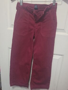 GAP Burgundy Wide-Leg Cotton Pants